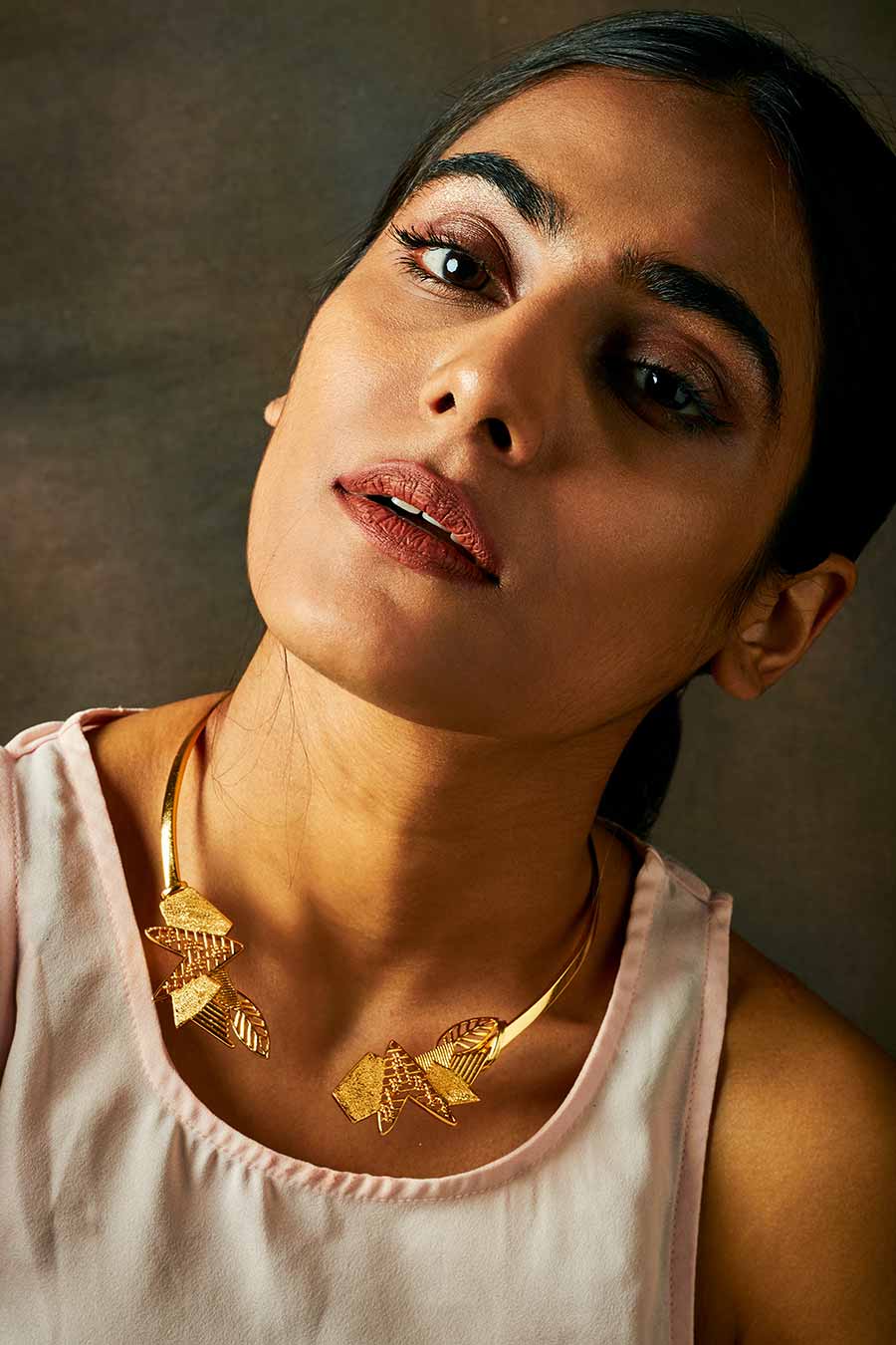 Abstract Gold Plated Choker Necklace