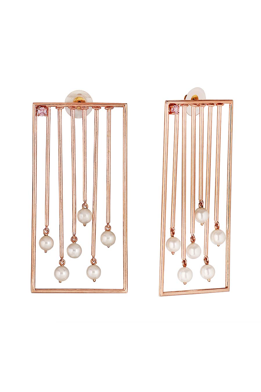 Recangle Gold Plated Dangler Earrings