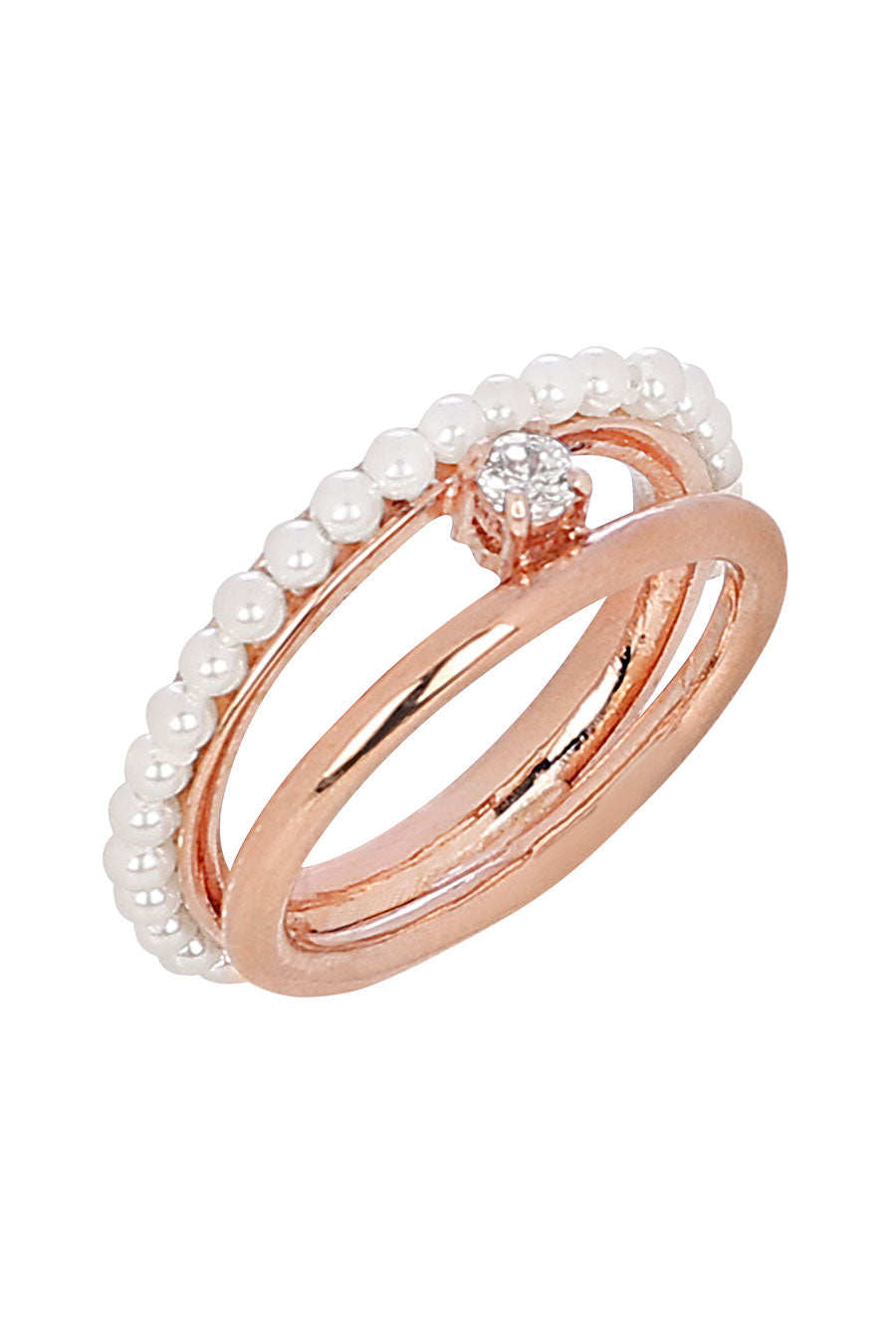 Pearl With CZ Gold Plated Ring