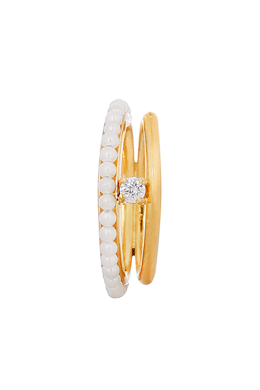 Pearl With CZ Gold Plated Ring