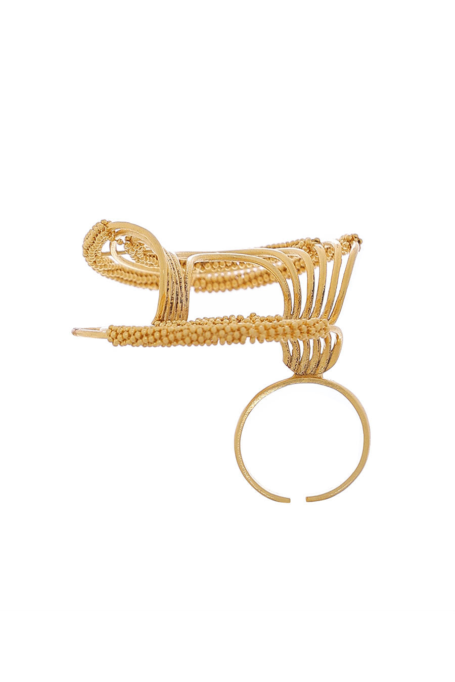 Abstract Gold Plated Beaded Ring
