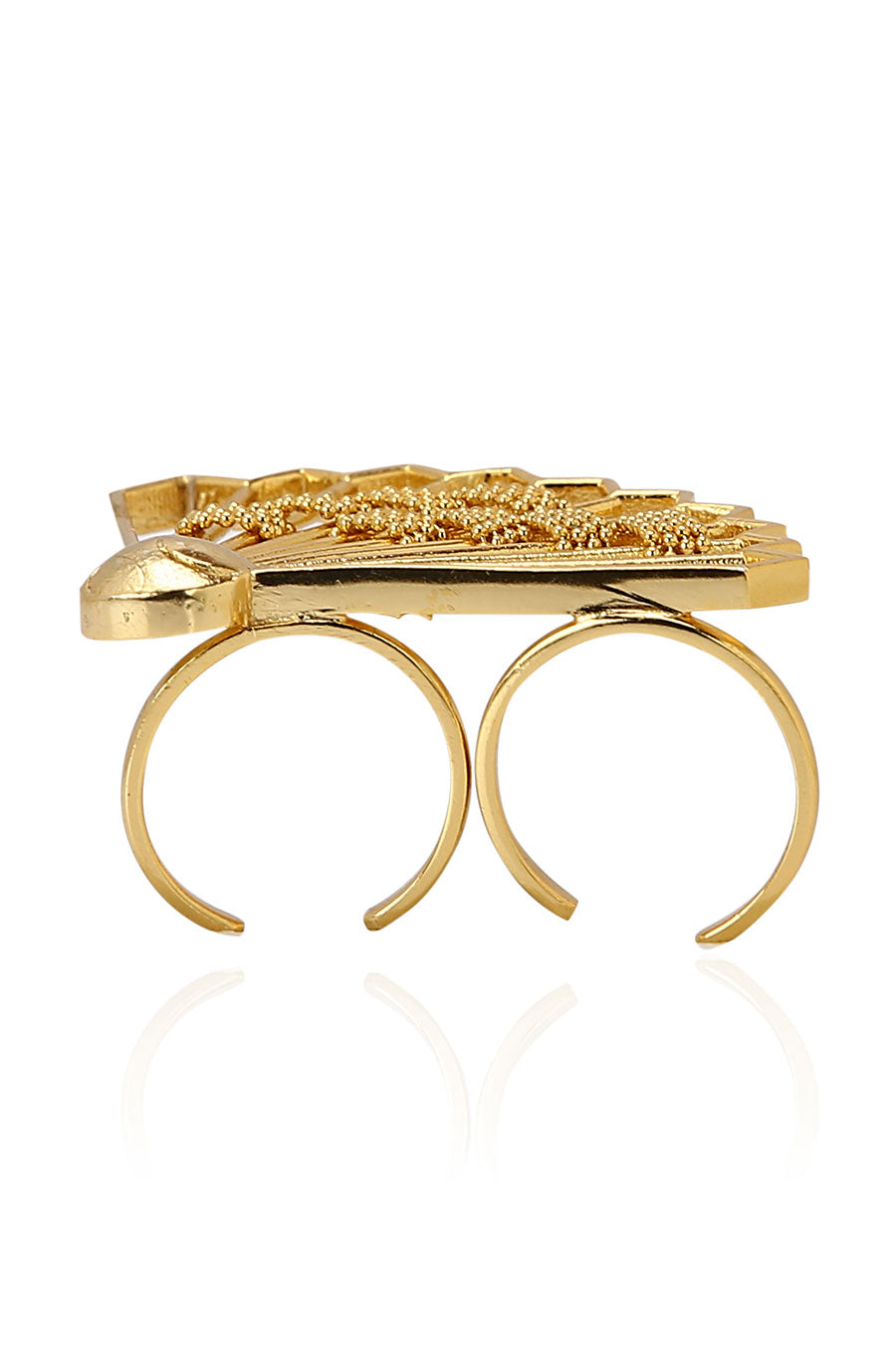 Shuttle Cock Shaped Gold Plated Ring