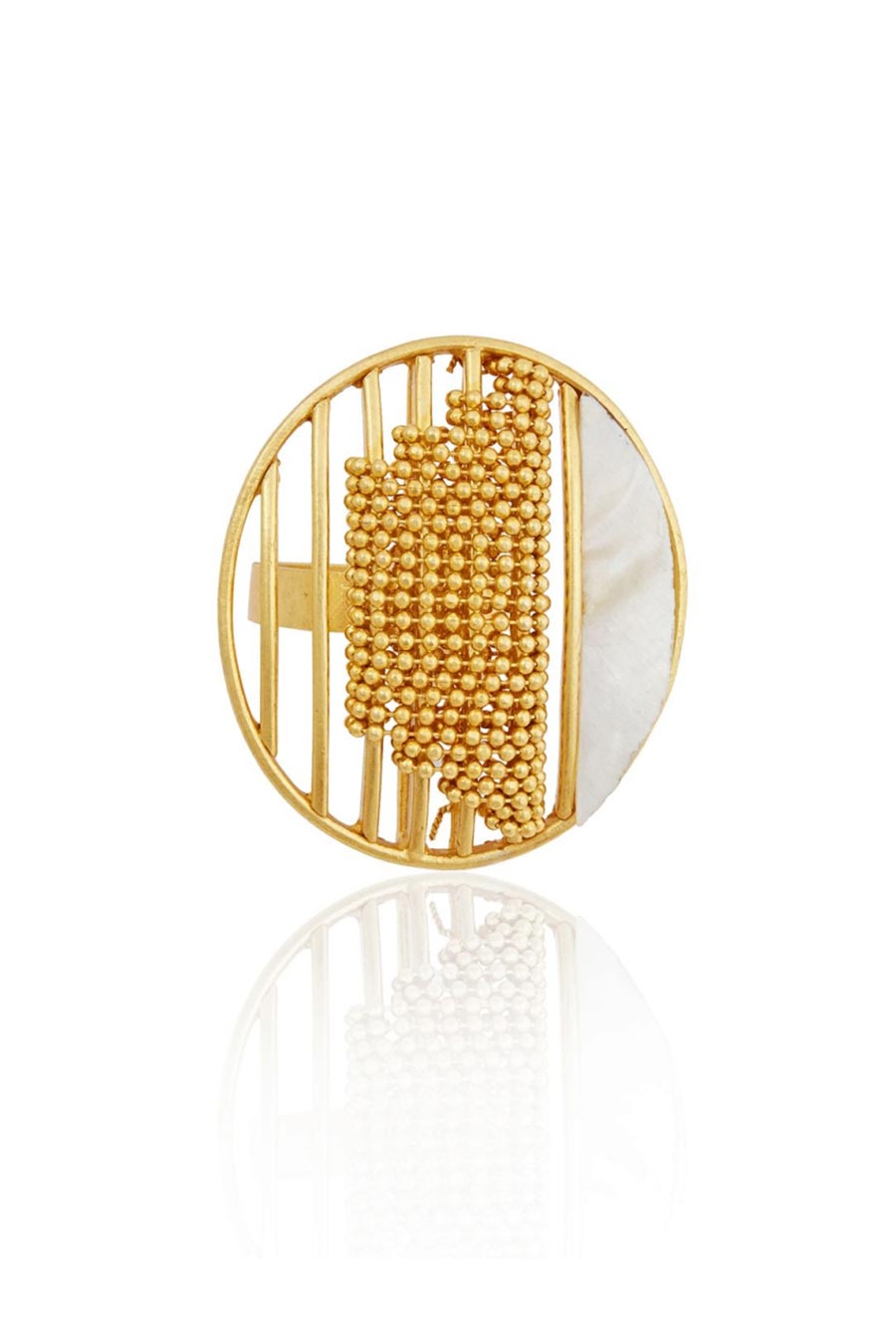 Circle Beaded Gold Plated Ring