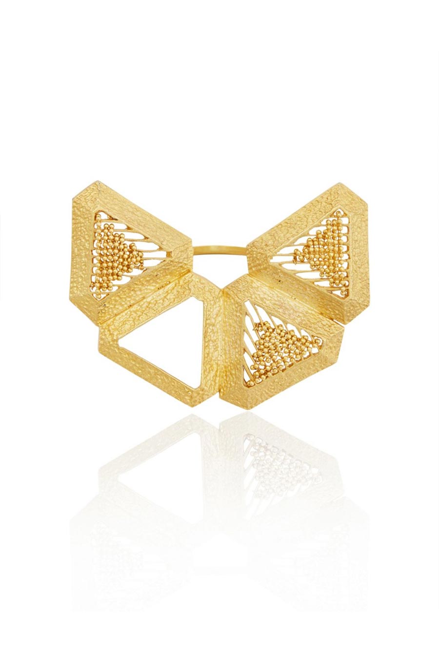 Four Triangle Textured Plated Ring