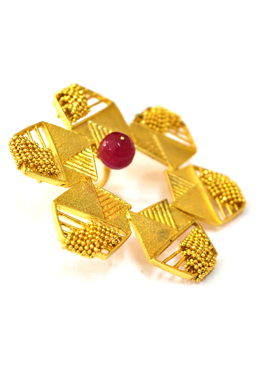 Hexagon Shaped Gold Plated Ring