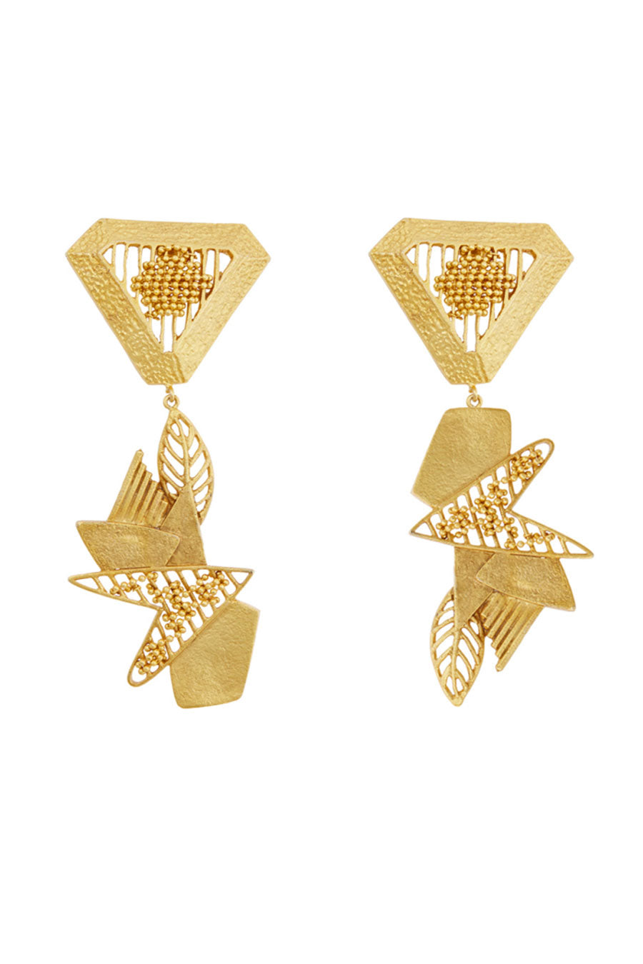 Triangle Textured Gold Plated Earrings