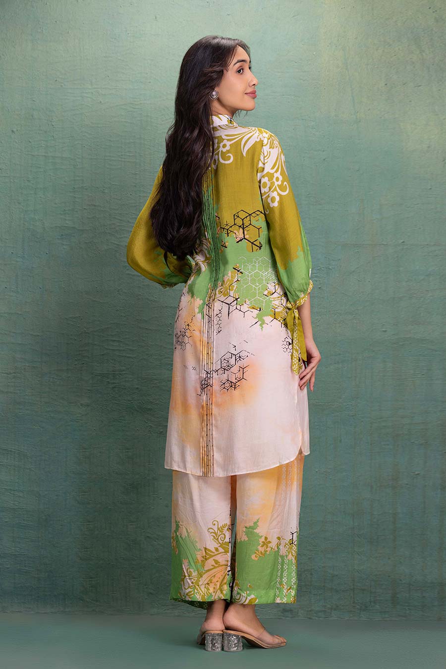Green Printed Cotton Silk Embellished Co-Ord Set