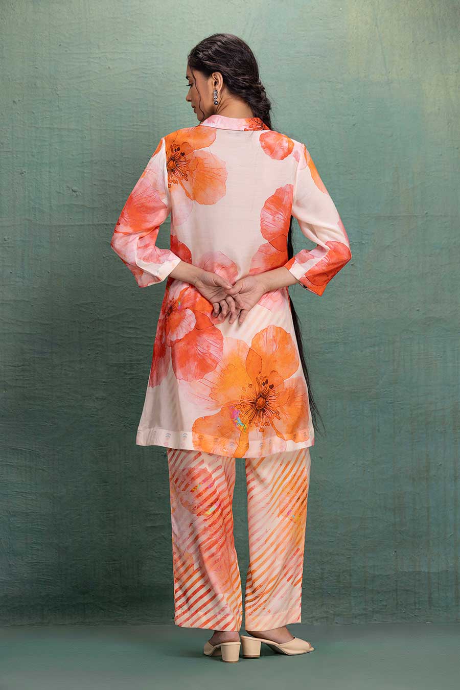 Orange & Beige Printed Co-Ord Set