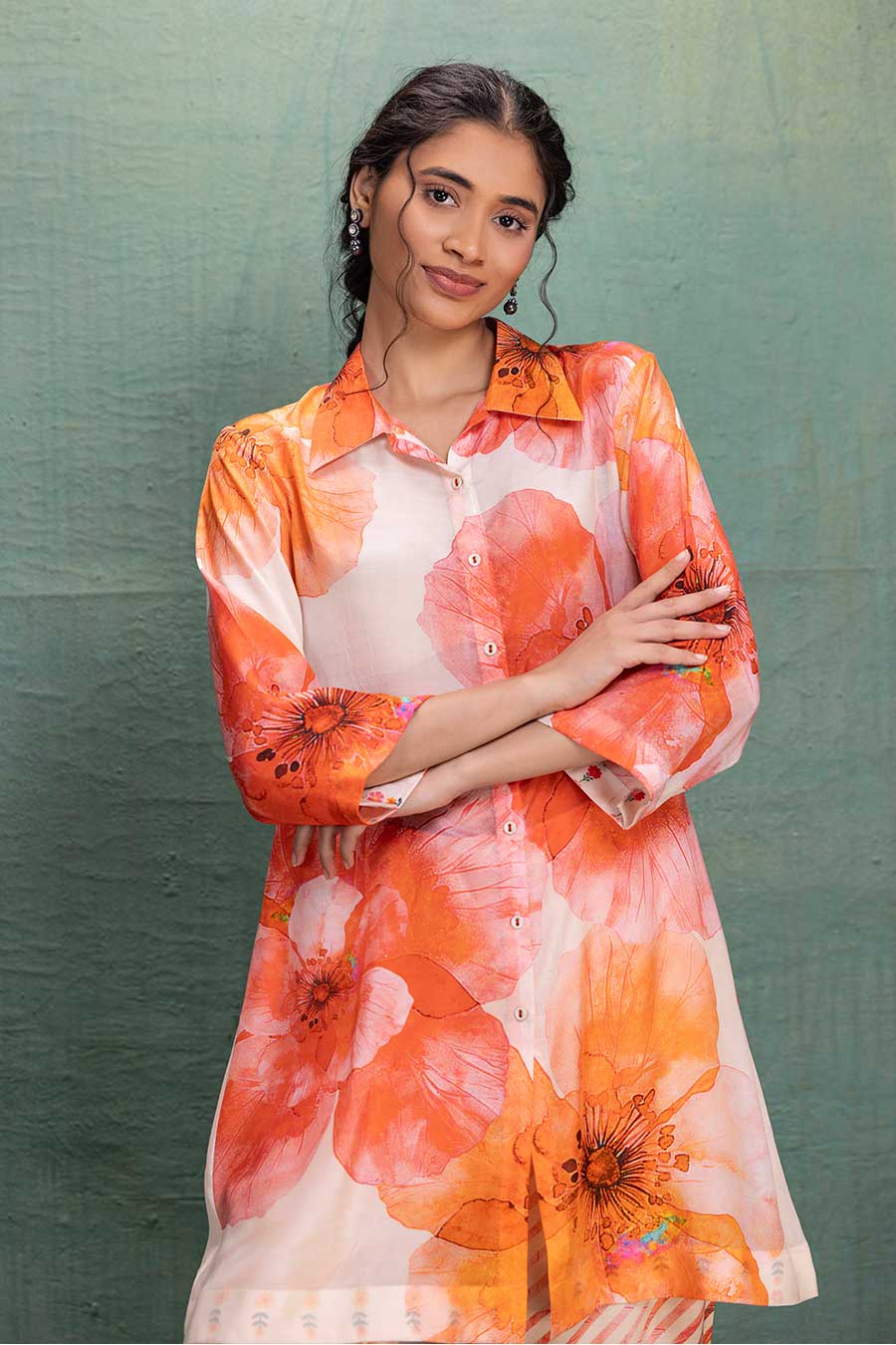 Orange & Beige Printed Co-Ord Set