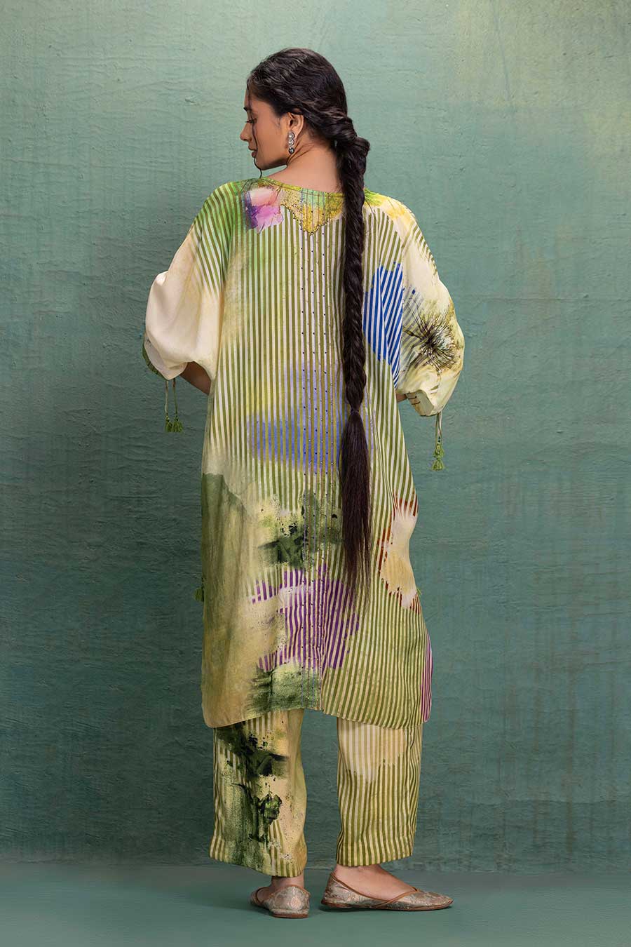 Green Printed Cotton Silk Embellished Co-Ord Set