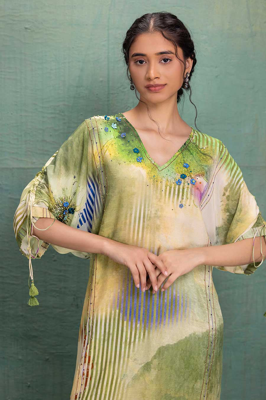 Green Printed Cotton Silk Embellished Co-Ord Set