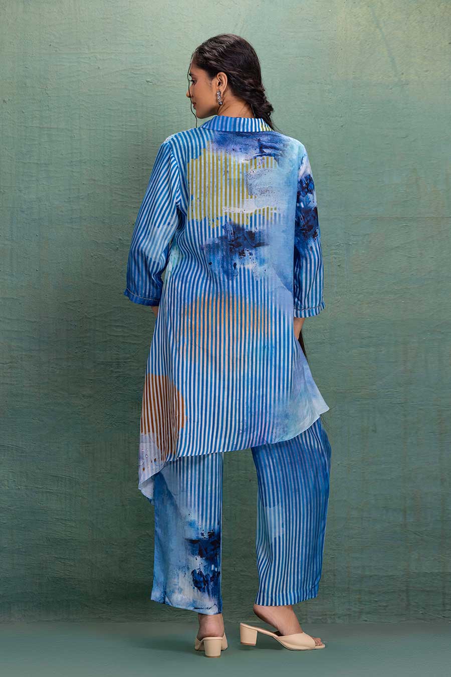 Blue Printed Cotton Silk Embellished Co-Ord Set