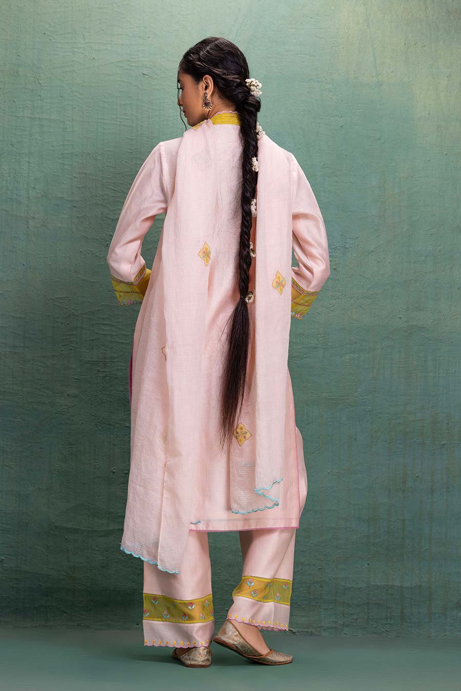 Pink Chanderi Embroidered Kurta Set with Dupatta