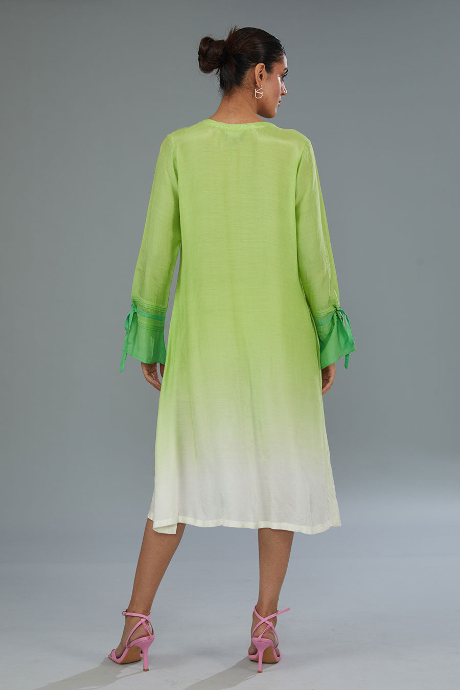 Green Ombre Pintuck Dress