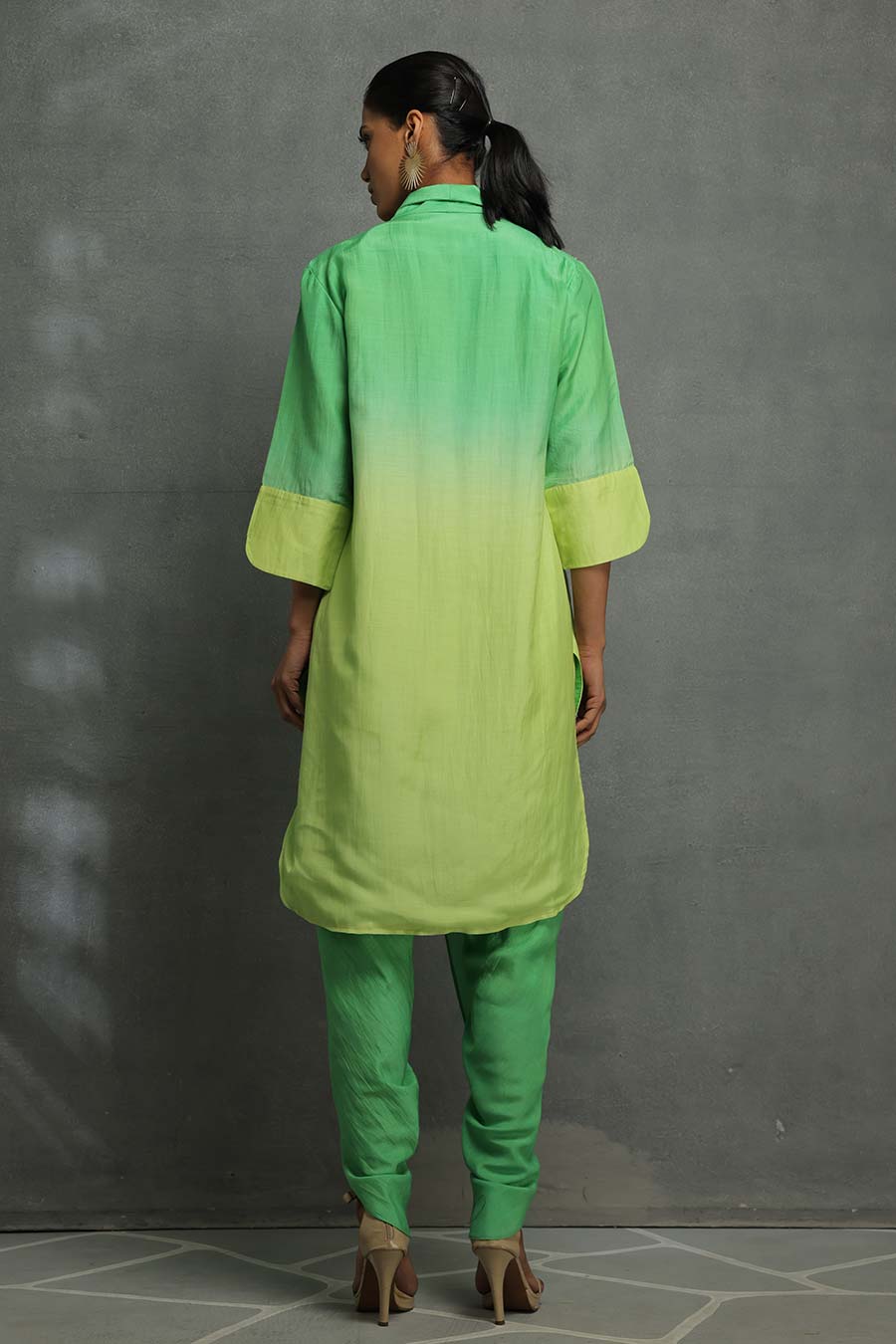 Green Ombre Embellished Tunic & Pant Set