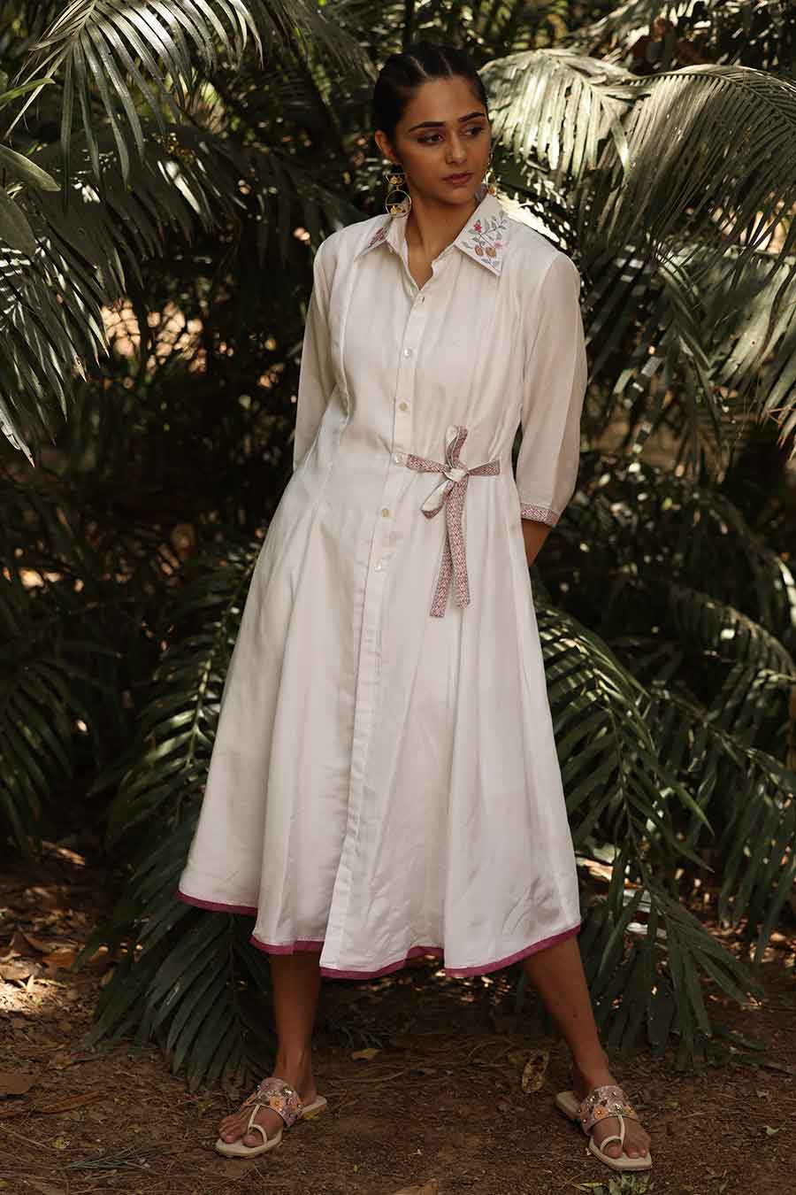 White Embellished Midi Dress