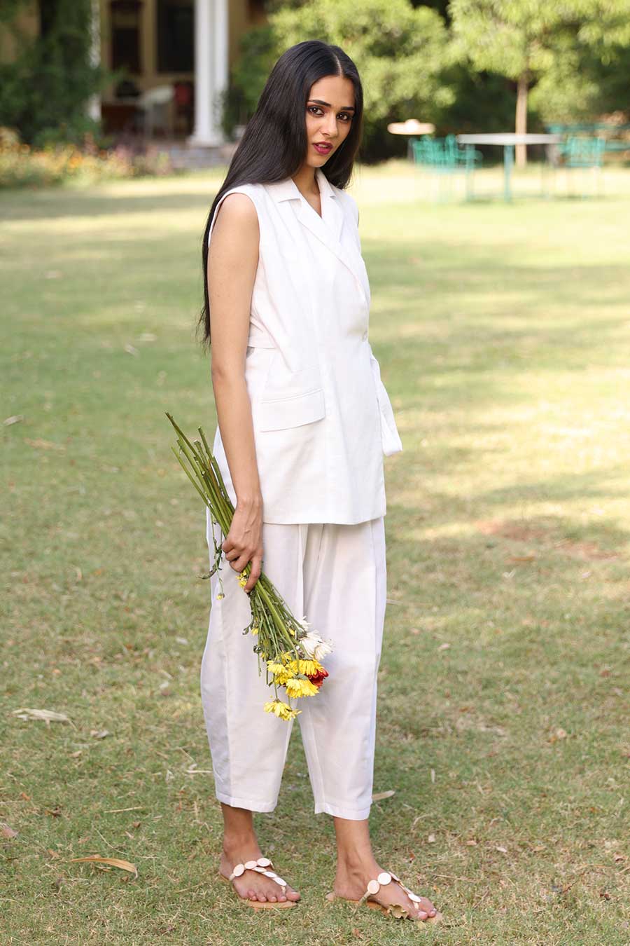 White Overlap Jacket & Pant Co-Ord Set