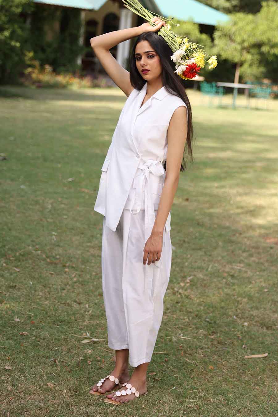 White Overlap Jacket & Pant Co-Ord Set