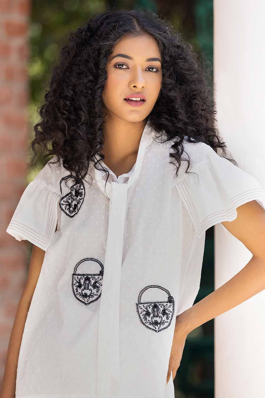 White Embroidered Top & Pant Co-Ord Set