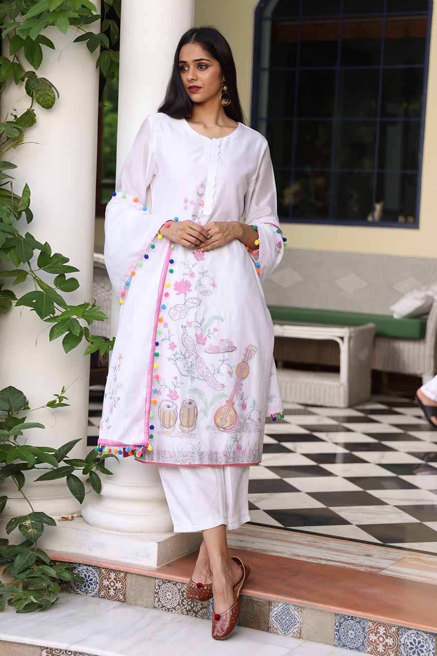 White Embroidered Kurta Set