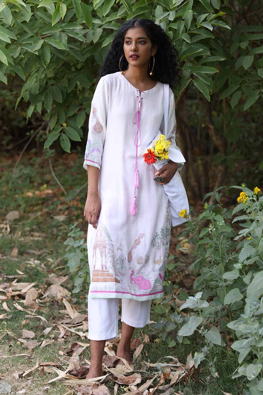 White Embroidered Kurta & Pant Set