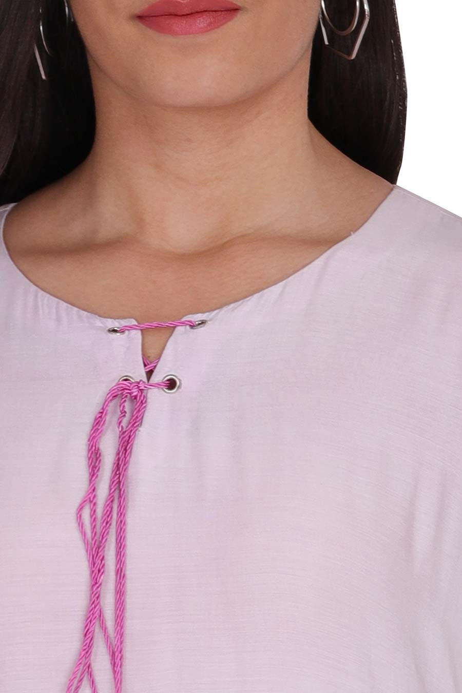 White Embroidered Kurta & Pink Pant Set