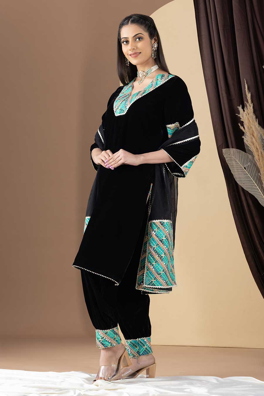 Black Embroidered Kurta Set