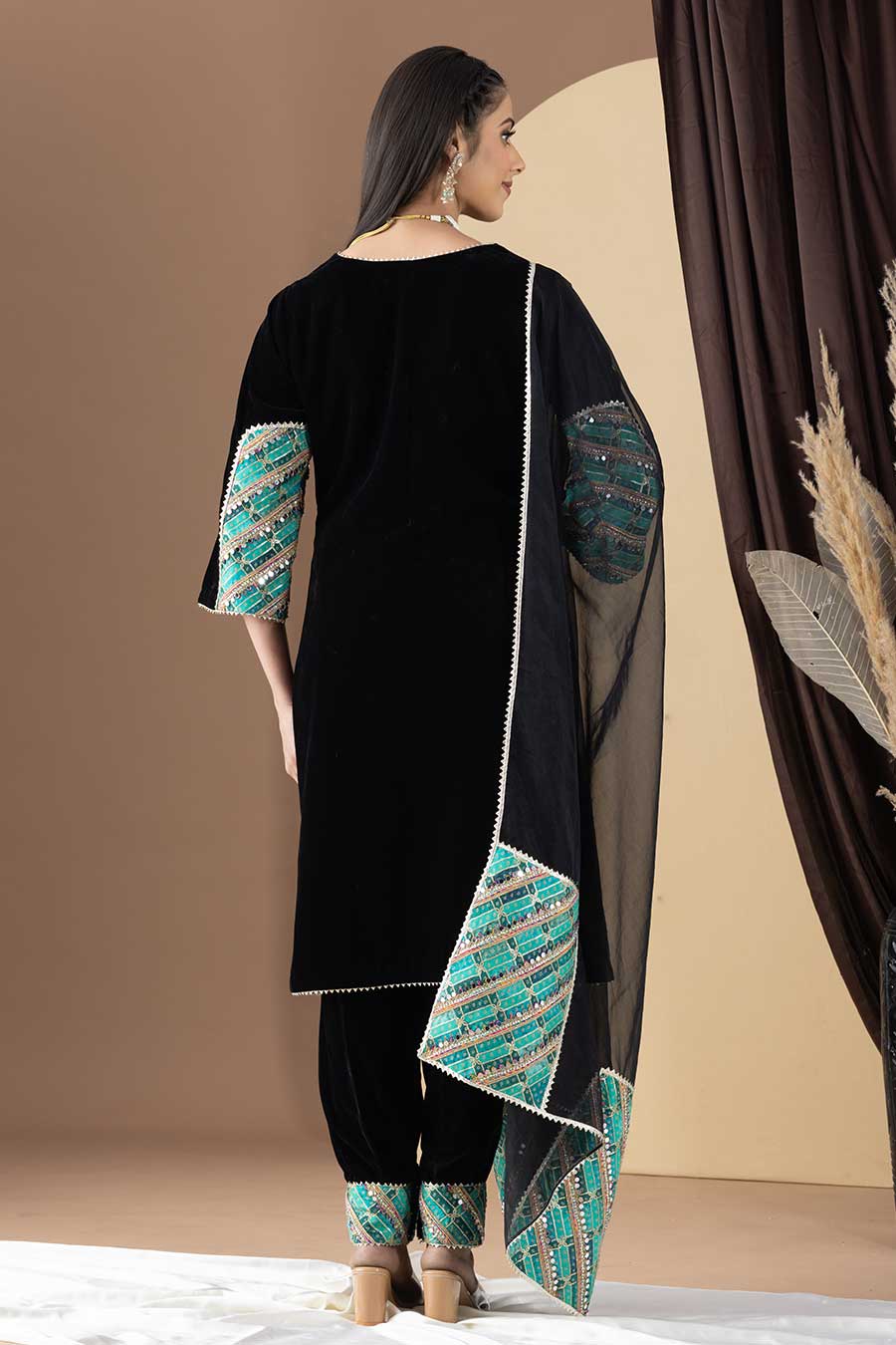 Black Embroidered Kurta Set