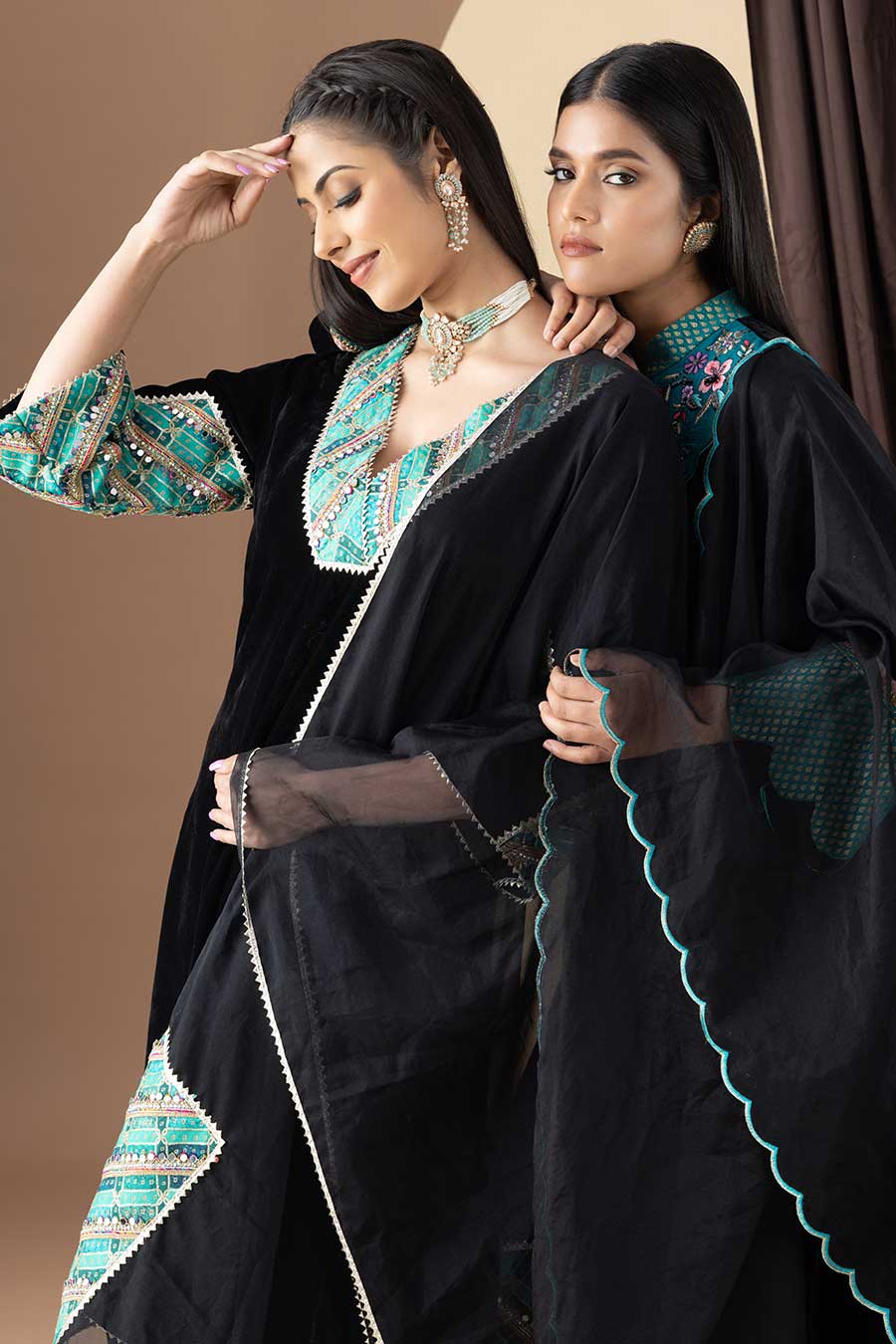 Black Embroidered Kurta Set