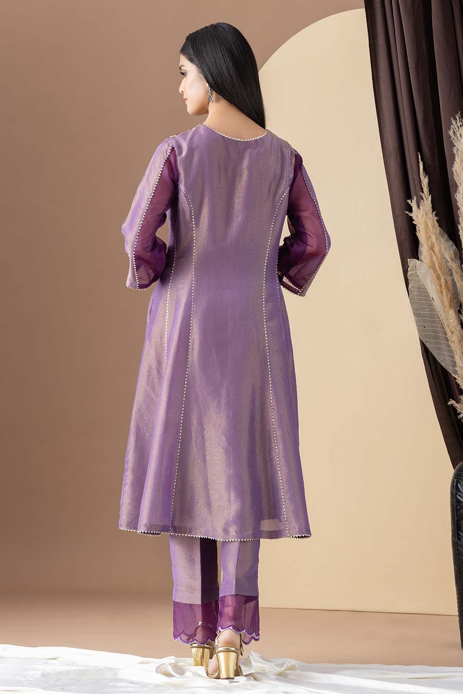 Purple Embroidered Kurta Set
