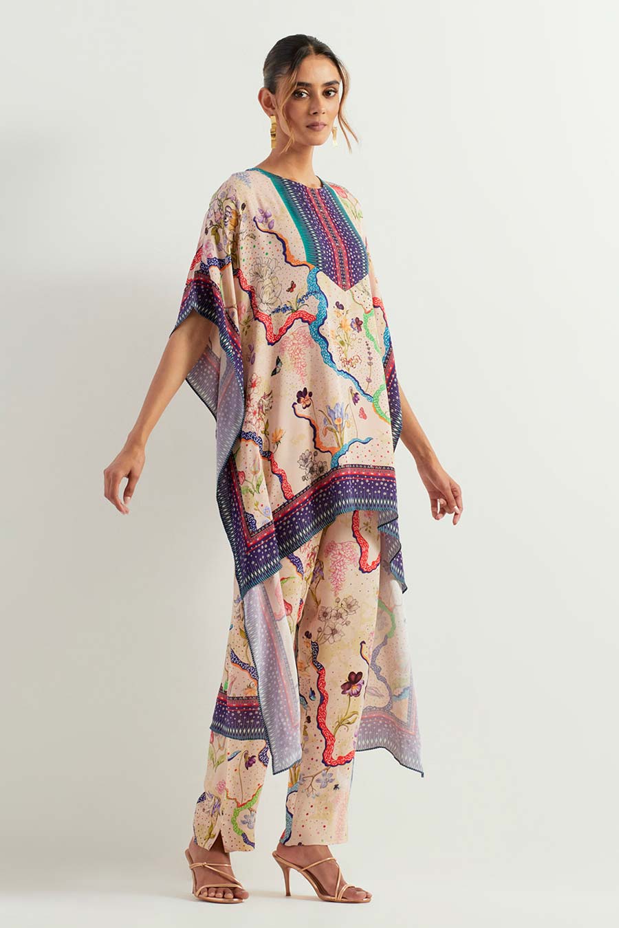 Eclectic Printed High-Low Tunic & Pants Co-Ord Set