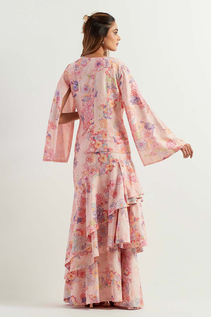 Printed Chanderi Silk Jacket & Skirt Co-Ord Set