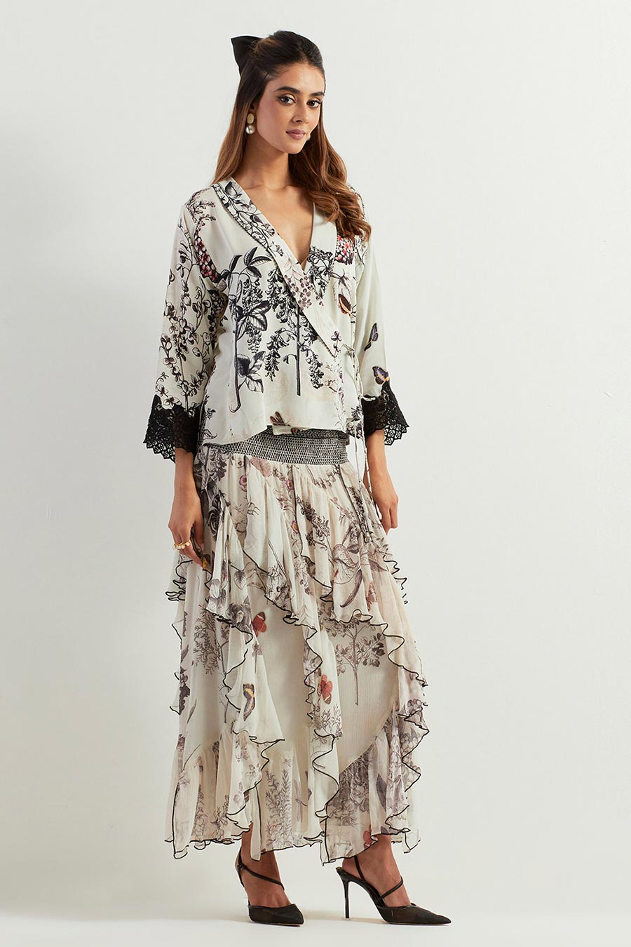 Saaya Printed Wrap Top & Ruffle Skirt Co-Ord Set
