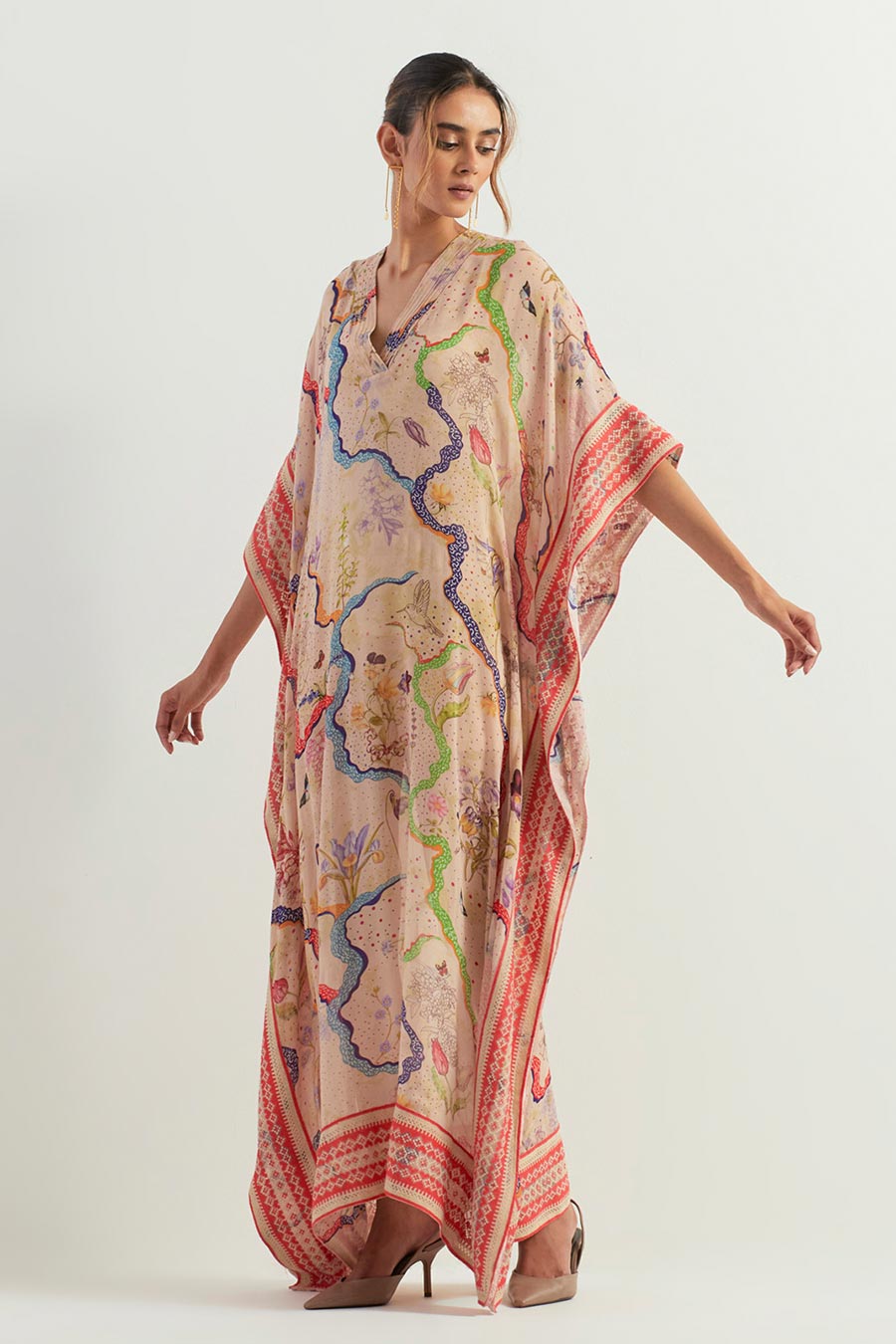 Eclectic Printed Long Kaftan Dress