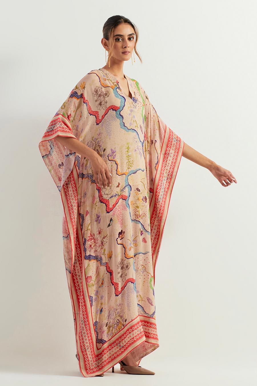 Eclectic Printed Long Kaftan Dress