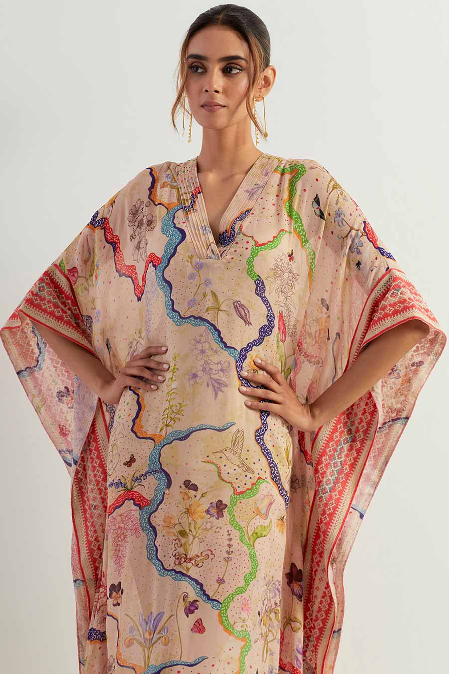 Eclectic Printed Long Kaftan Dress
