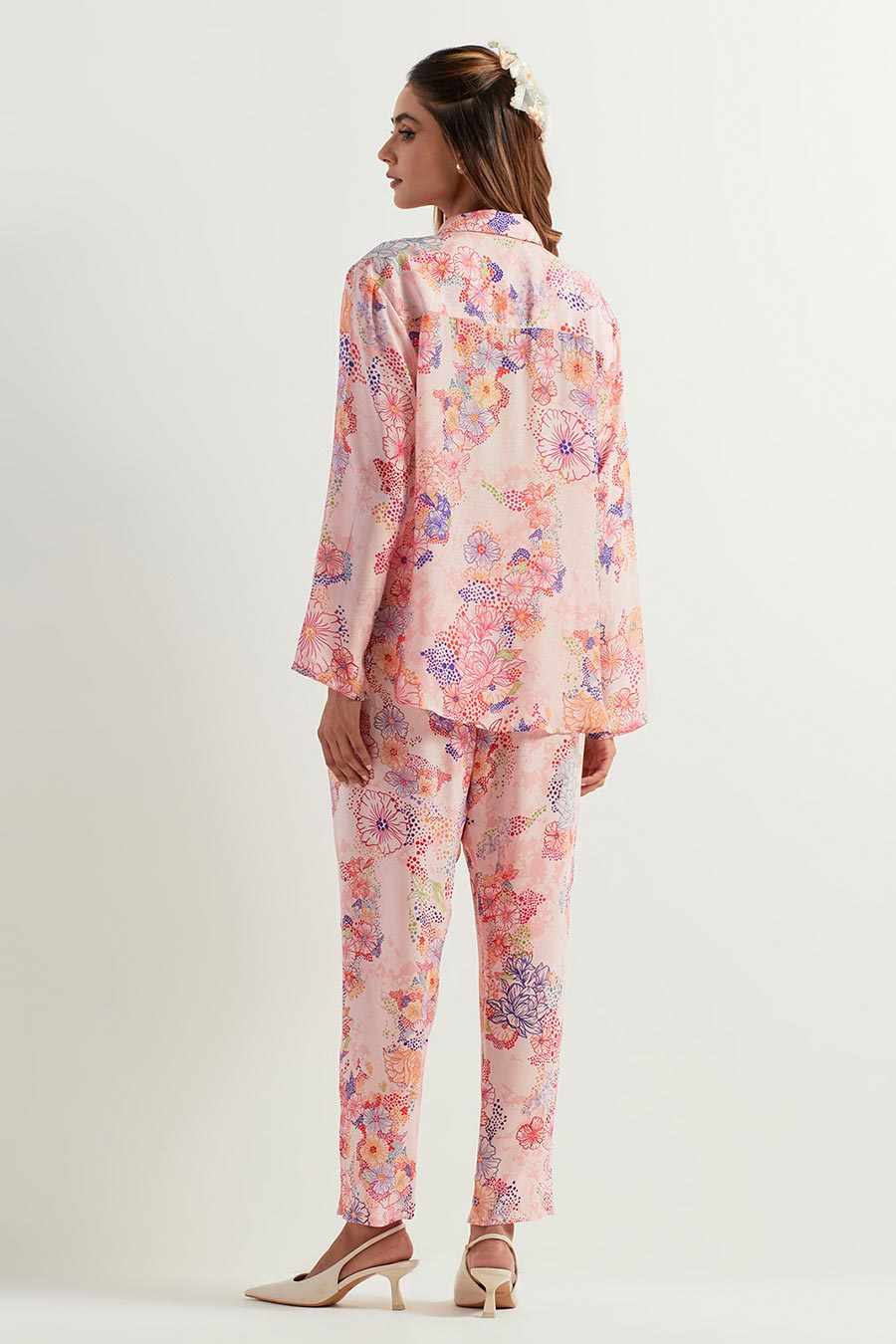 Printed Silk Shirt & Georgette Pants Co-Ord Set
