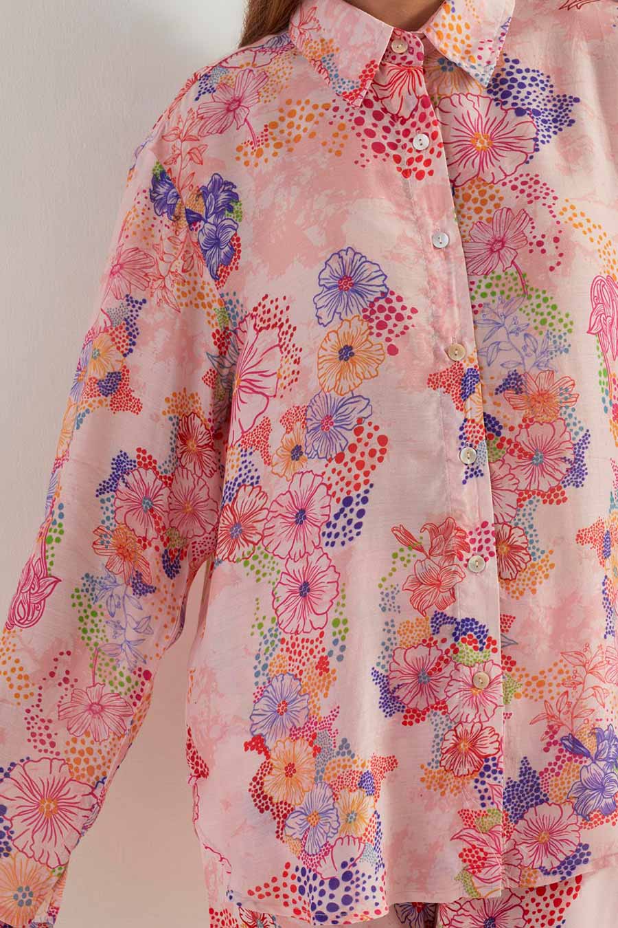 Printed Silk Shirt & Georgette Pants Co-Ord Set