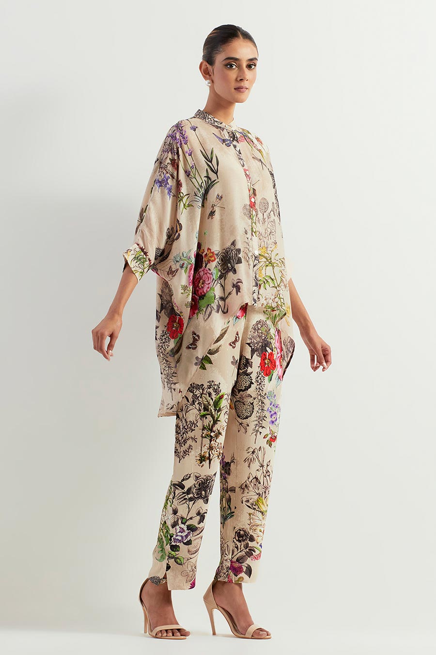Printed Silk Shirt & Georgette Pants Co-Ord Set