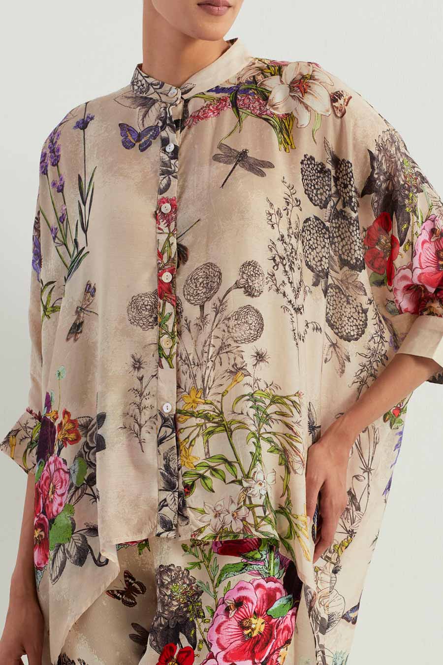 Printed Silk Shirt & Georgette Pants Co-Ord Set