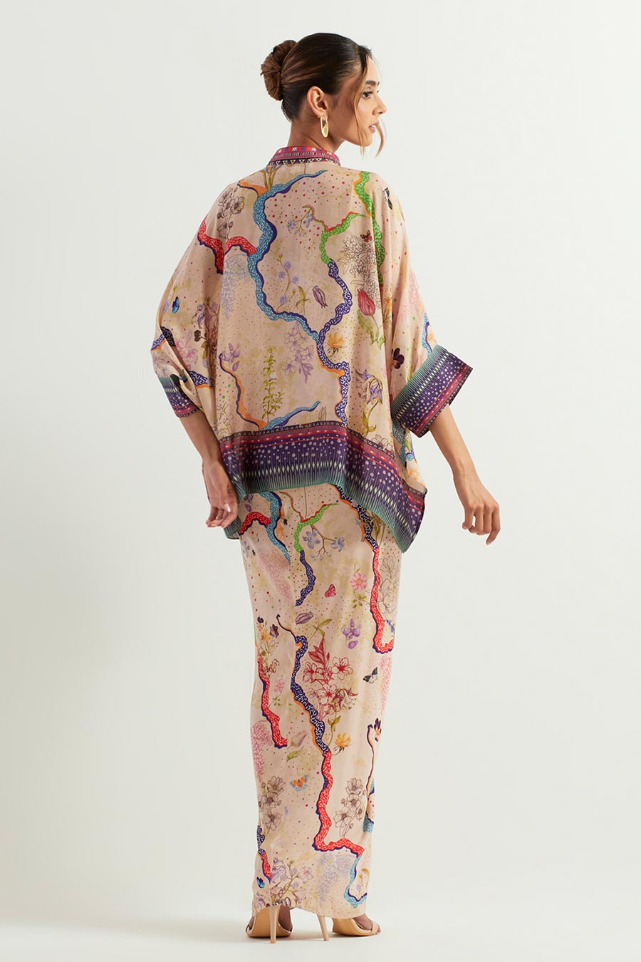 Eclectic Printed Loose Top & Drape Skirt Set