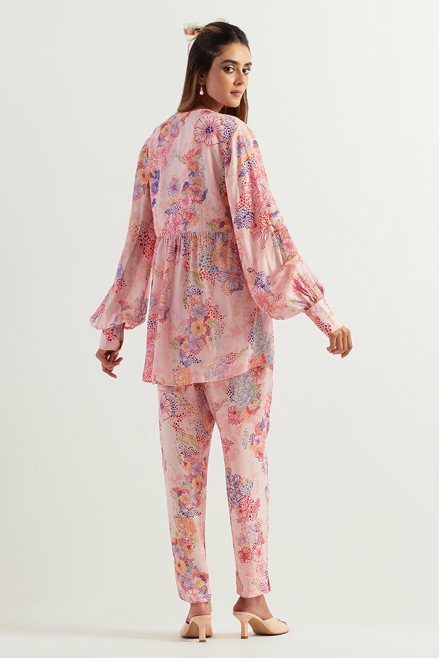 Printed Silk Tunic & Chanderi Pants Co-Ord Set