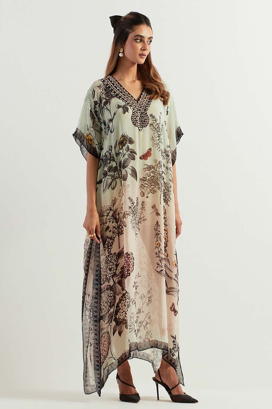 Saaya Mirror Work Embroidered Ombre Kaftan