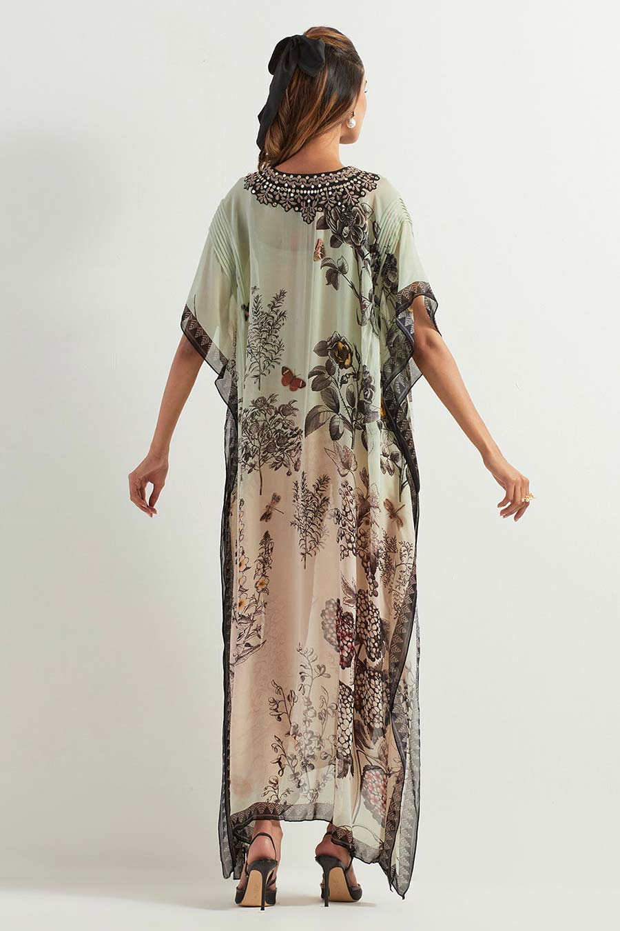 Saaya Mirror Work Embroidered Ombre Kaftan