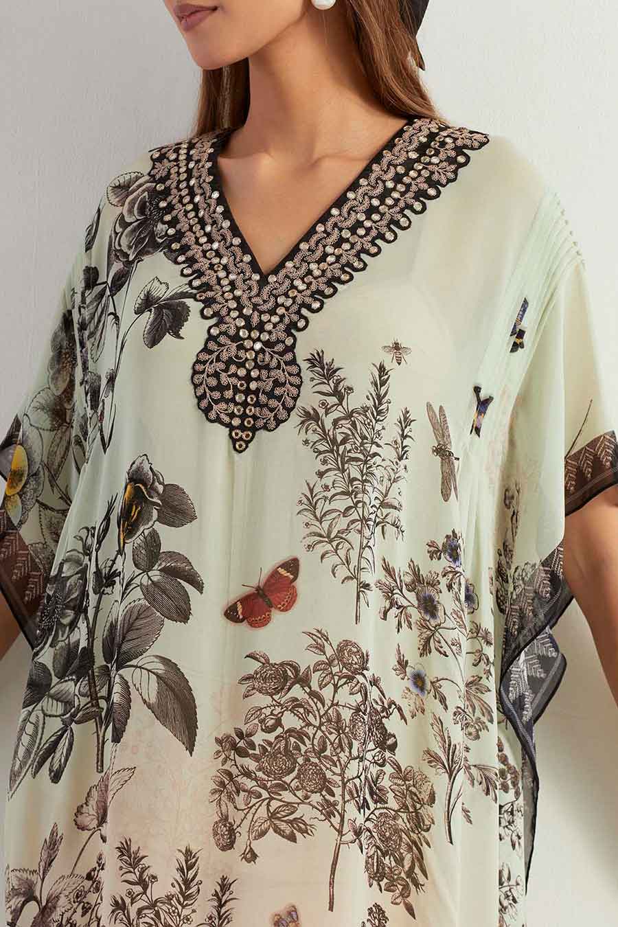 Saaya Mirror Work Embroidered Ombre Kaftan
