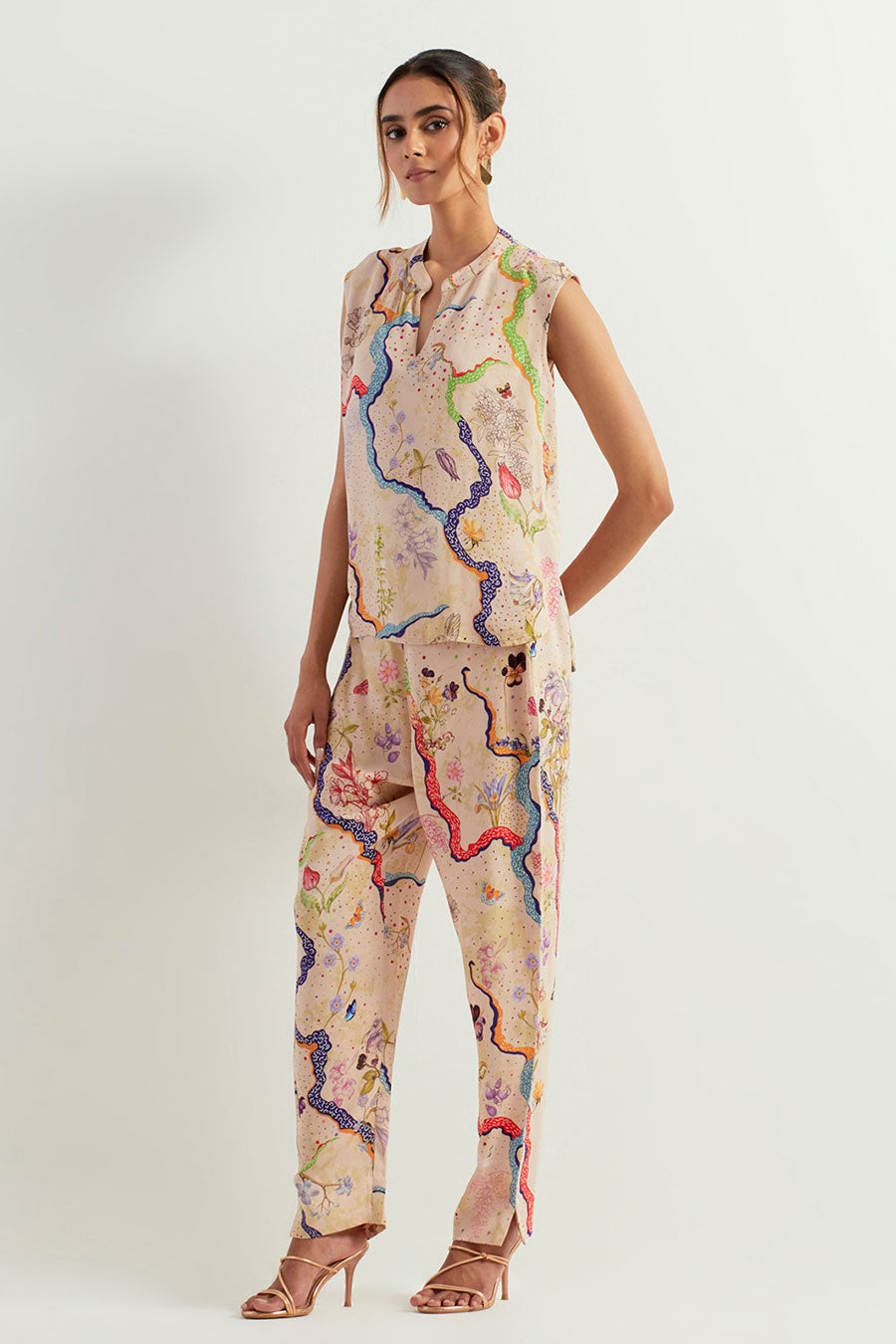 Eclectic Printed Top & Pants Co-Ord Set
