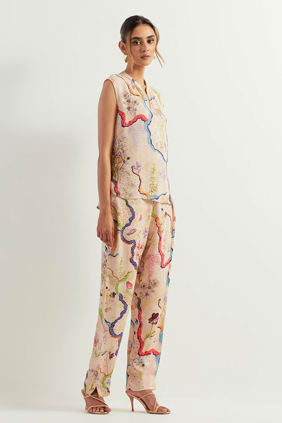 Eclectic Printed Top & Pants Co-Ord Set