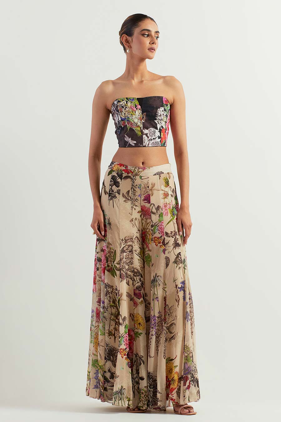 Printed Georgette Sharara Set With Long Cape