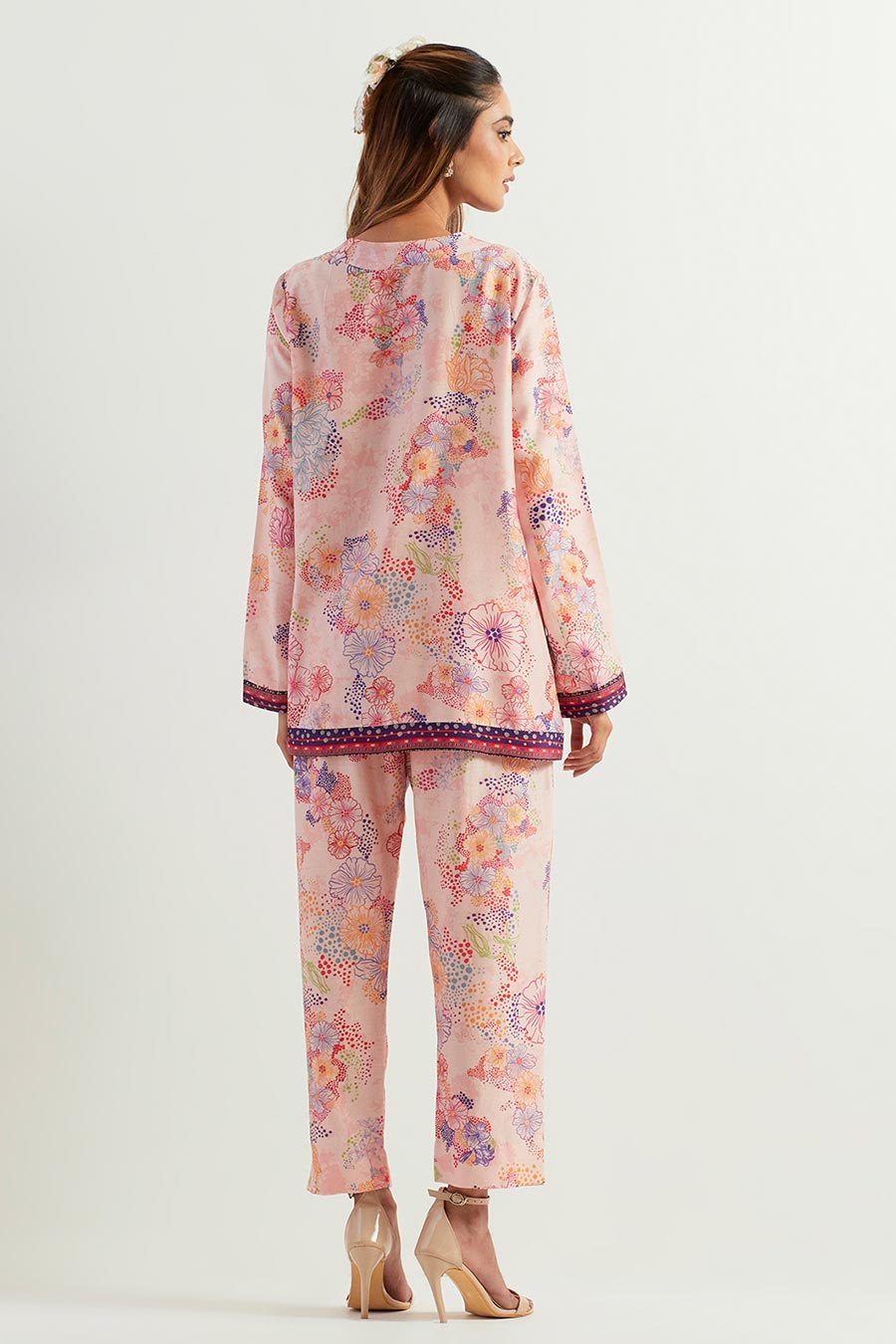 Printed Chanderi Silk Jacket & Pant Co-Ord Set