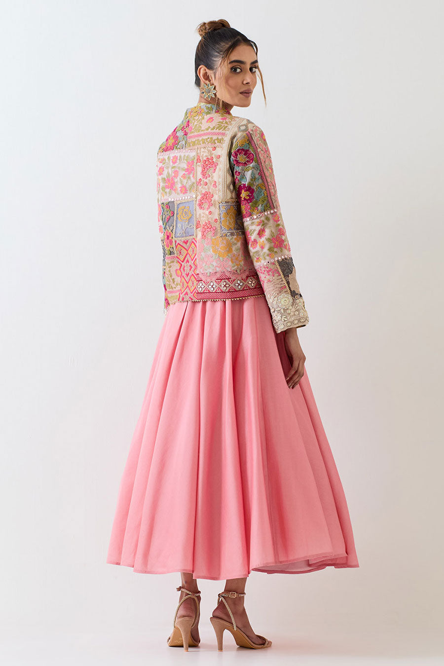 Pink Patchwork Embellished 3-Piece Co-Ord Set